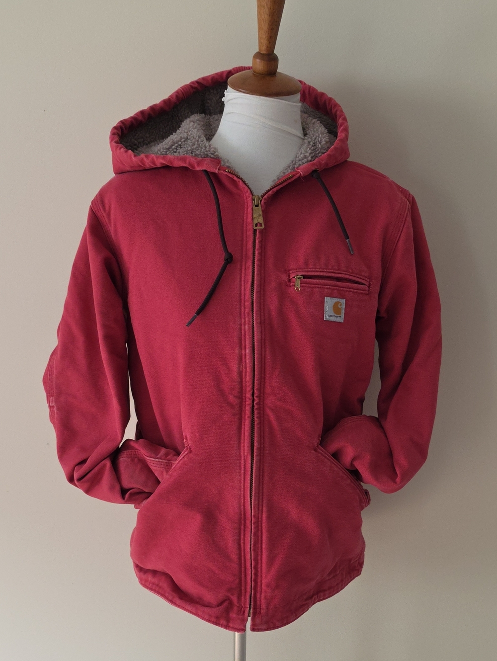 Carhartt Full Zip  Hooded Work Winter Fall Red  Jacket